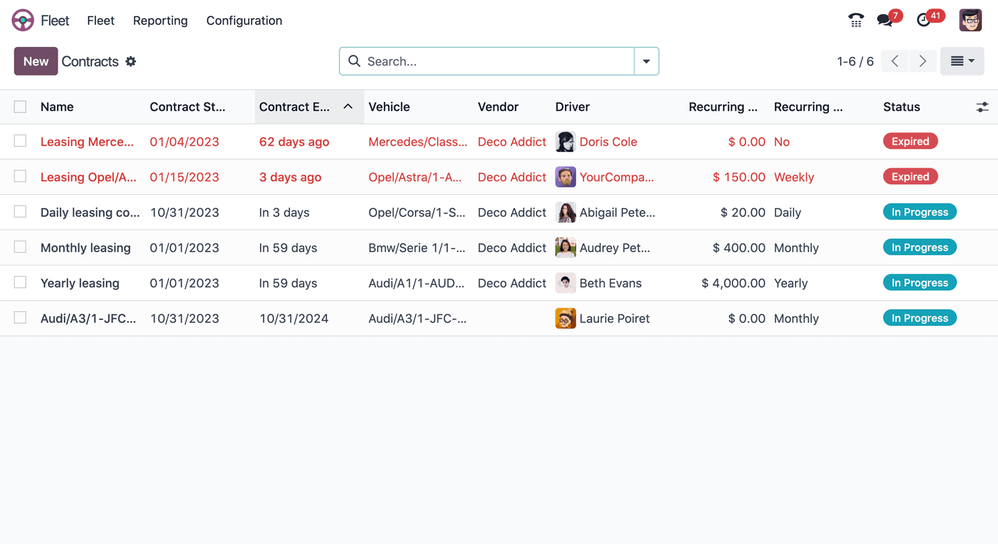 Fleet — Odoo
