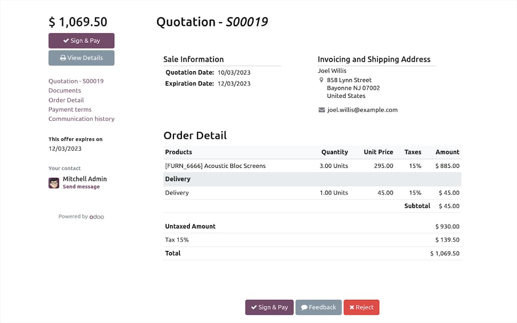Sales — Odoo